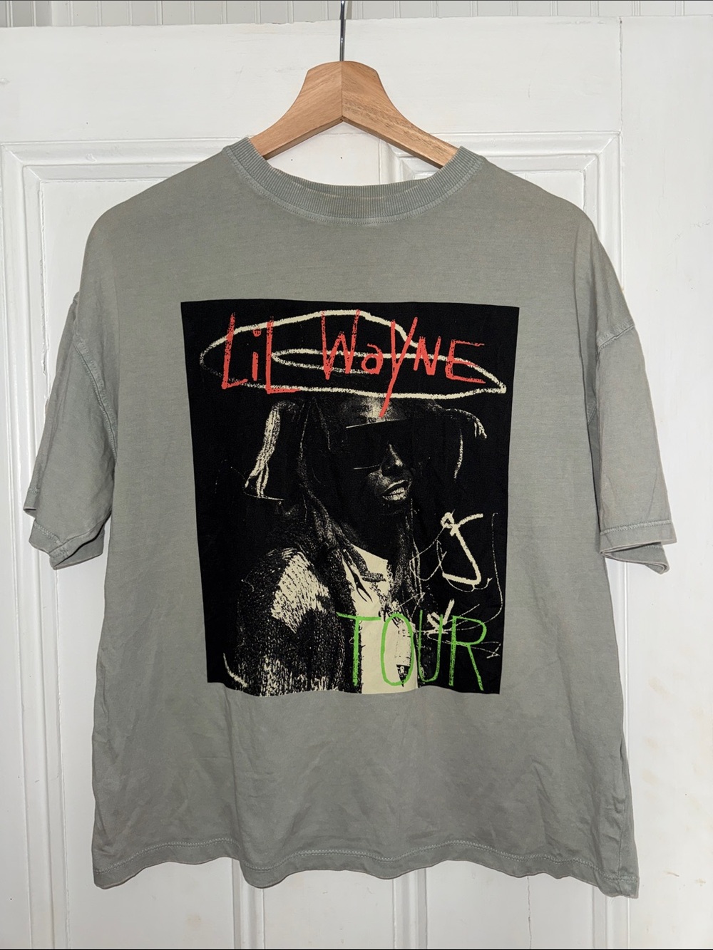 ZARA Lil Wayne Tour Graphic T-Shirt Olive Gray Size 13-14 (164 cm) / XS-S